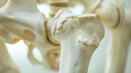 A closeup of the seamless joints where bones meet allowing for fluid motion and flexibility. .