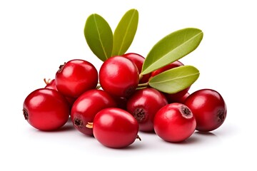 Obraz premium Bearberry with leaf on white background, Fresh Bearberry