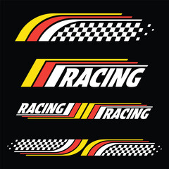 Racing three color labels on black