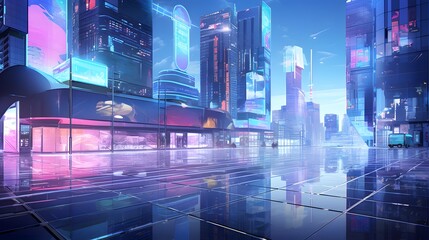 modern city panorama at night. 3d rendering, 3d illustration.