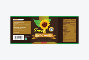 sunflower oil label design vector, natural oil label design, sunflower, natural oil, vegetable oil,	