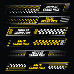 Grand prix white and yellow decals - obrazy, fototapety, plakaty