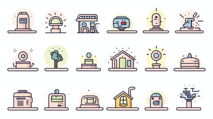 Collection of smart house linear icons - control of