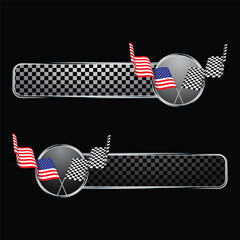Checkered pattern flags banners set