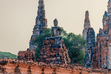 background of important religious tourist attractions in Ayutthaya Province of Thailand,Wat Yai...