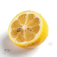 Lemon with water drops on white background, Fresh Lemon