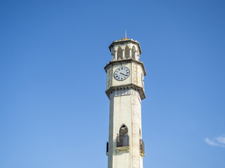 Clock tower against the sky. Historical building.