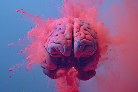 Human brain colorful splash creativity exploding with new ideas plans motivation brainstorm and education concept emotional intelligence mindfulness minds science abstract intellect genius psychology