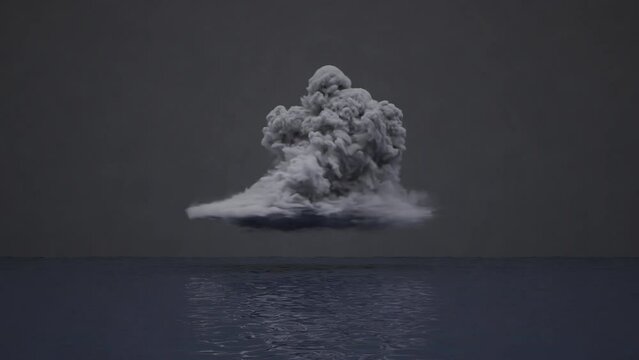 Glowing thunderclouds and horizon.