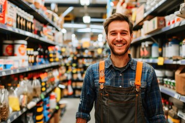 A friendly salesperson in an DIY store.