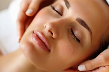 A woman receiving a facial massage from a professional beautician.