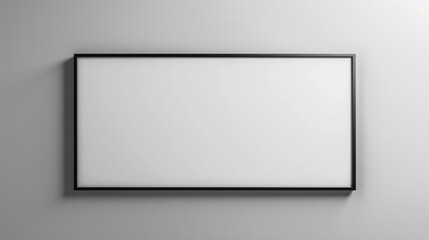 Blank mockup of a minimalist white license plate frame with a thin black border. .