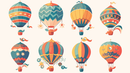 Collection of vintage hot air balloons of different