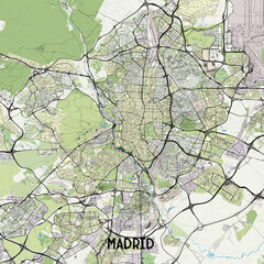 Madrid, Spain map poster art