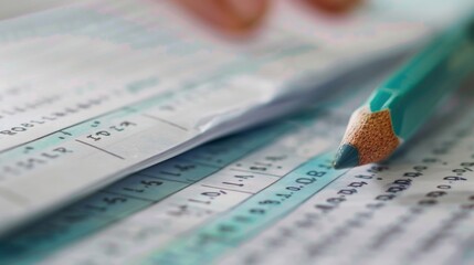 Macro shot of a digital gradebook displaying scores and performance metrics generated by Automated Grading Systems in education. .