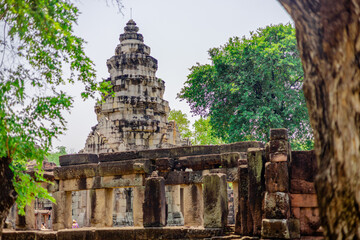 Background of important historical tourist attractions Prasat Hin Phanom Wan in the Nakhon...