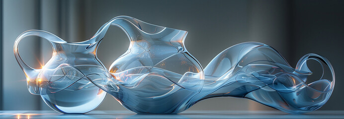 Unveiling impossibility: an abstract teapot of transparent beauty challenges expectations, its intricate design pushing the boundaries of art and perception