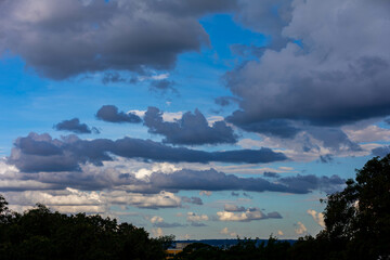 Idyllic and dramatic sky with multicolored clouds