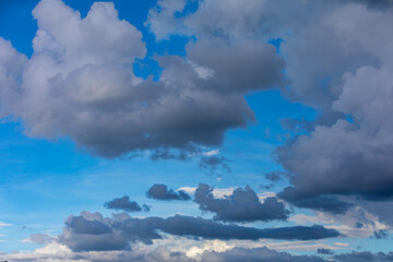 Idyllic and dramatic sky with multicolored clouds