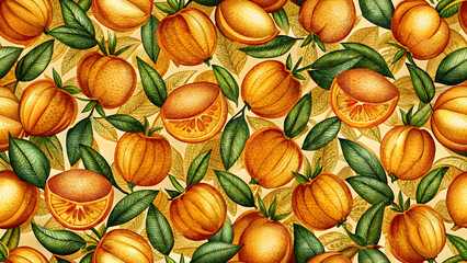 orange fruit seamless pattern