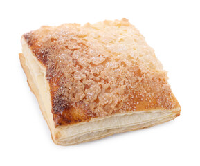 Puff pastry. One delicious fresh bun isolated on white