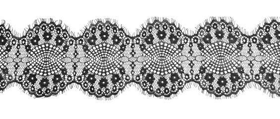 Beautiful lace isolated on white, top view