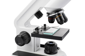 Modern microscope isolated on white. Medical equipment