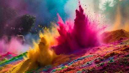 A picture of splash of colour powder in a holi festival in india 4K