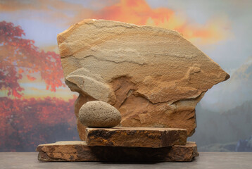 brown stones for the podium