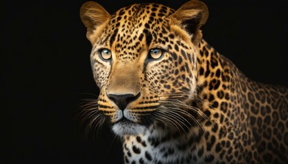 Close up Of Leopard With Black Background 4K Wallpaper