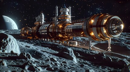 SPACE STATION IN THE MOON WALLPAPER BACKGROUND
