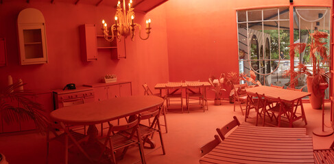 Interior room of red color 