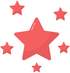 Fototapeta premium Six red stars glossy with pastel colors isolated on white background.