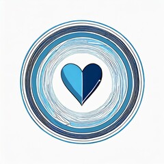 logo d'un coeur dans des cercles bleu création en dessin ia