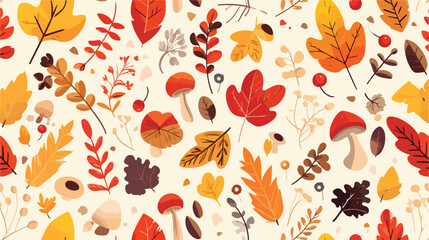 Colorful autumn seamless pattern vector flat illust