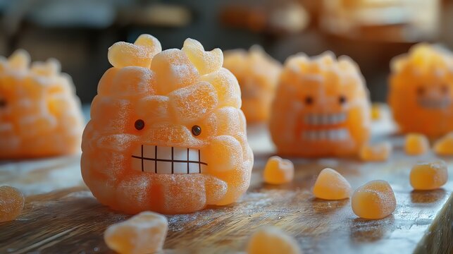 Cute Orange Fruit Carvings with Smiling Faces
