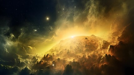 YELLOW DEEP SPACE WALLPAPER BACKGROUND. 