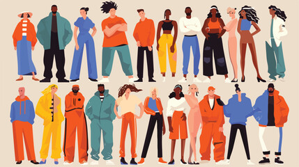 Colorful collection of male and female prisoners. A