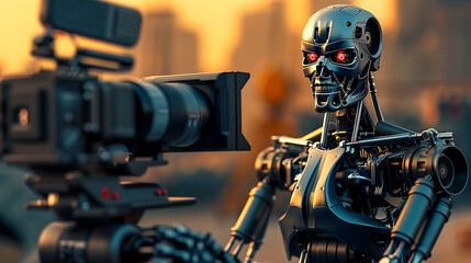 Robot Director: Filmmaking Technology Evolution - obrazy, fototapety, plakaty