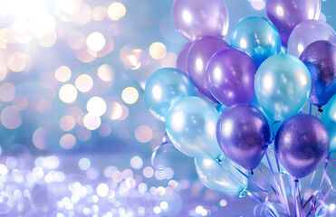 Obraz na płótnie Canvas Festive Balloons with Sparkling Bokeh Background