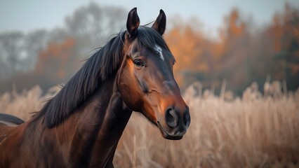 Detailed analysis of equinophobia fear of horses focusing on anxiety and terror. Concept Equinophobia, Fear of Horses, Anxiety Symptoms, Terror Triggers, Detailed Analysis - obrazy, fototapety, plakaty