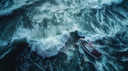 a boat in a stormy ocean in the shanties, in the style of aerial photography, sven nordqvist, rollerwave