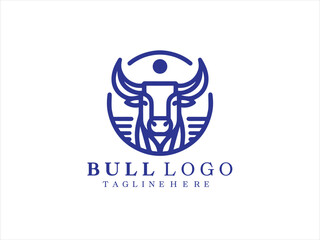 Bull logo design icon symbol vector template.