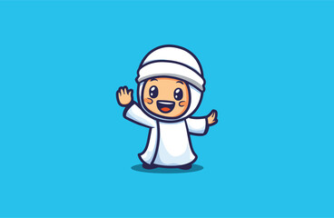 Fototapeta premium Cute Muslim man Mascot style logo design