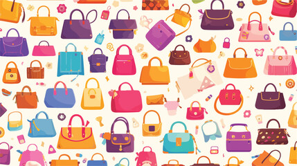 Colorful seamless pattern with elegant womens bags