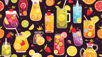 Colorful seamless pattern with refreshing soft drin
