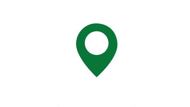 Green map location pin symbol motion graphic 2d animation