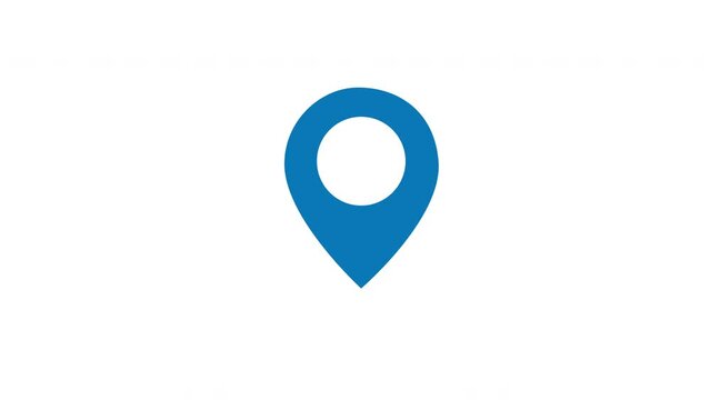 Blue map location pin white background motion graphic 2d animation