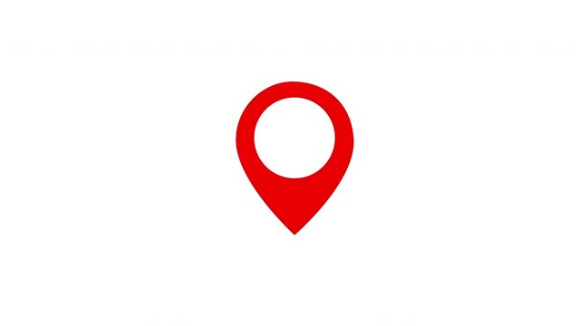 Red map location pin white background motion graphic 2d animation