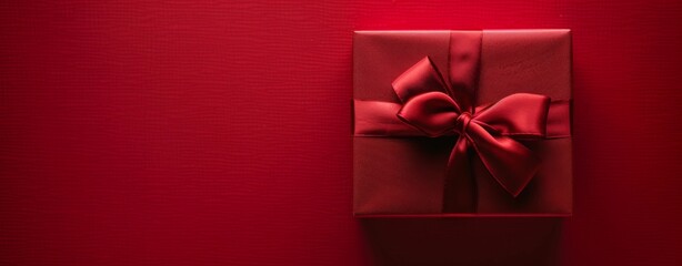 Elegant  red Gift Box on Red Background